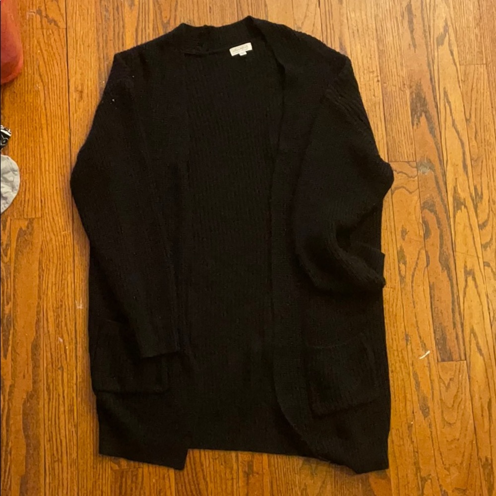 Black long cardigan sweater